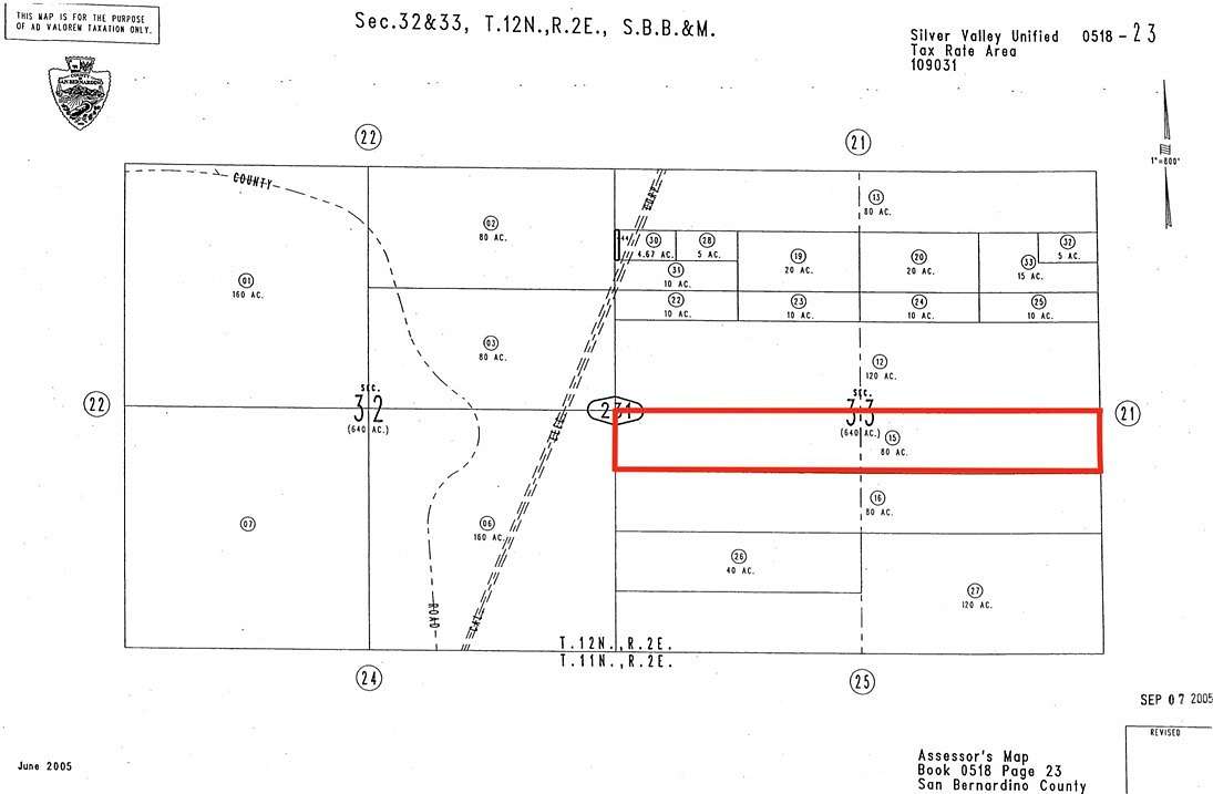 80 Acres of Recreational Land for Sale in Fort Irwin, California