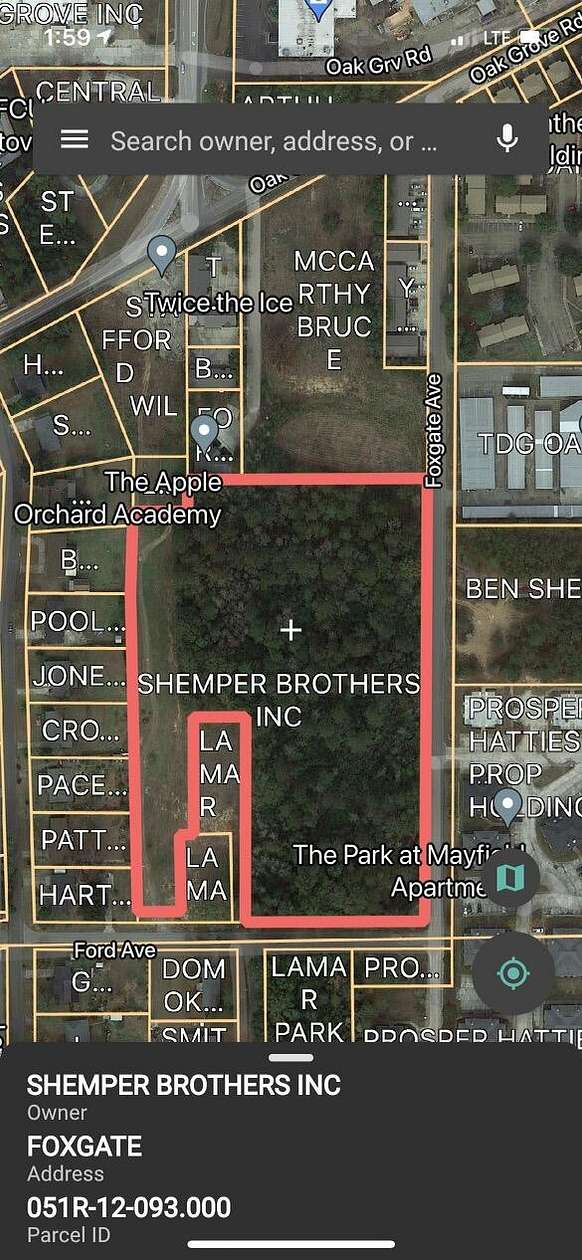 8.5 Acres of Commercial Land for Sale in Hattiesburg, Mississippi