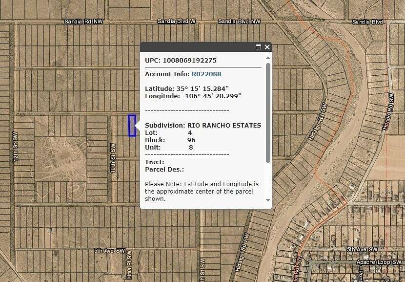 0.5 Acres of Residential Land for Sale in Rio Rancho, New Mexico