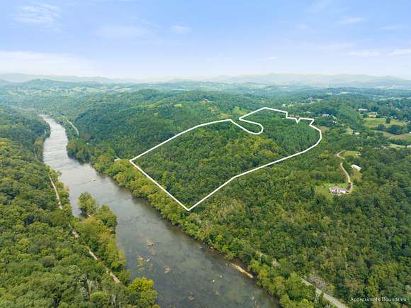 Approximate outline of property, across Hwy 251 from Walnut Island Park on French Broad River