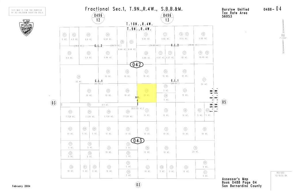 10 Acres of Residential Land for Sale in Hinkley, California