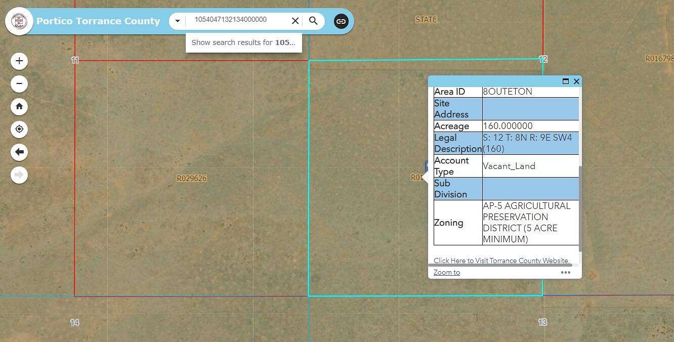 160 Acres of Land for Sale in Moriarty, New Mexico