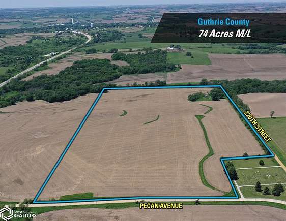 74 Acres of Agricultural Land for Auction in Guthrie Center, Iowa