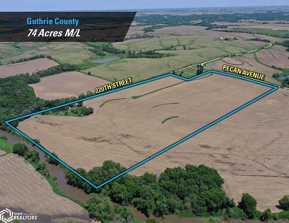 74 Acres of Agricultural Land for Auction in Guthrie Center, Iowa