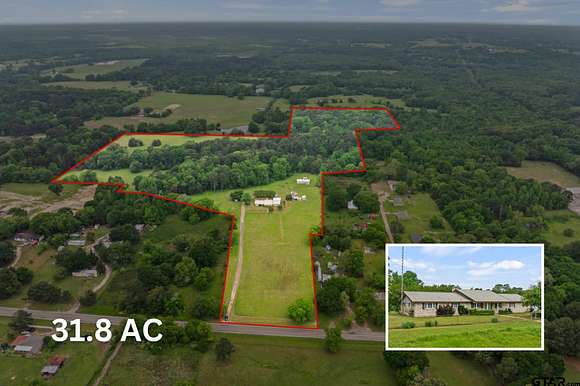 31.8 Acres of Agricultural Land with Home for Sale in Mount Pleasant, Texas