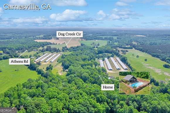 35.8 Acres of Agricultural Land with Home for Sale in Carnesville, Georgia
