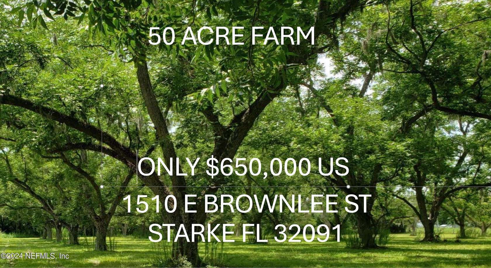 50 Acres of Agricultural Land with Home for Sale in Starke, Florida