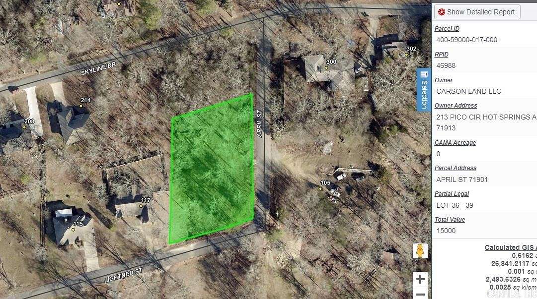 0.64 Acres of Residential Land for Sale in Hot Springs, Arkansas