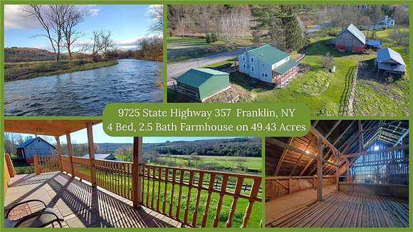 49.4 Acres of Agricultural Land with Home for Sale in Franklin, New York
