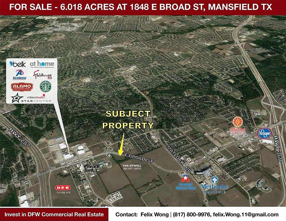 6 Acres of Commercial Land for Sale in Mansfield, Texas