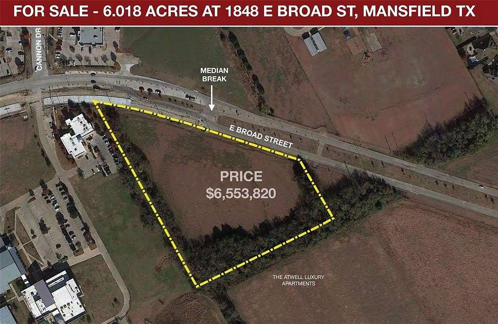 6.018 Acres of Commercial Land for Sale in Mansfield, Texas